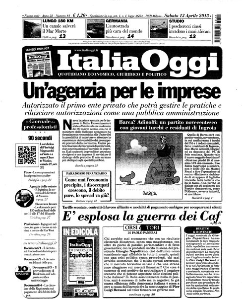 Italia oggi : quotidiano di economia finanza e politica